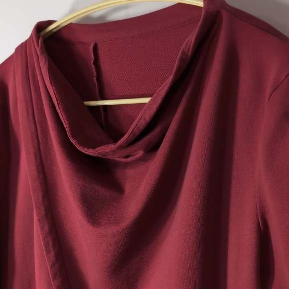 Handmade Dark Red Long Sleeve Stretchy Tunic Dress With Pocket Size M - Picture 2 of 9